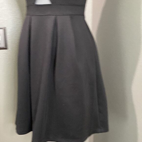 Sweet Storm Black Sleeveless Mini Flair Dress Sheer Front - Picture 3 of 10